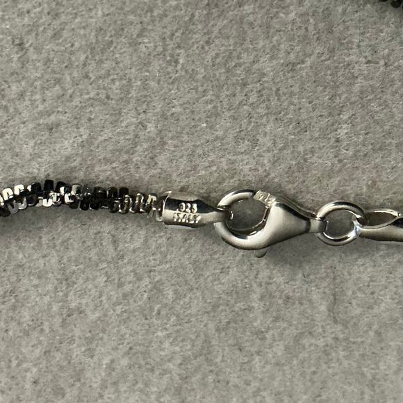 NEW- Made in Italy-Black Rhodium & 925 Sterling Silver Twisted Rock 10in Anklet - Picture 5 of 8